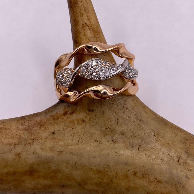 Vintage Gold Ring | Cubic Zirconia Crystal Diamond Gemstones 9k Gold Filled Wedding Band | Unique Gift Statement Cocktail Ring