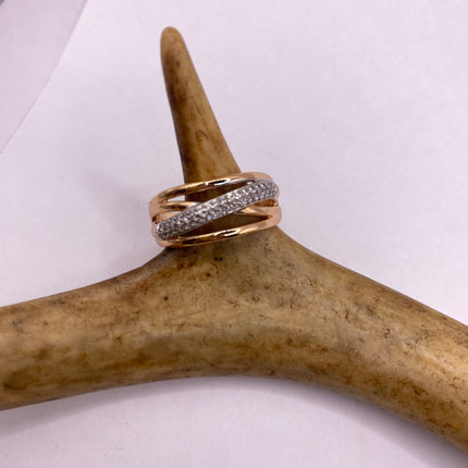 Vintage Gold Ring | Cubic Zirconia Crystal Diamond Gemstones 9k Gold Filled Band | Unique Gift Statement Cocktail Ring