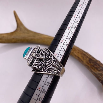 Vintage Silver Bronze Poison Ring | Turquoise Howlite Unique Gift Statement Ring