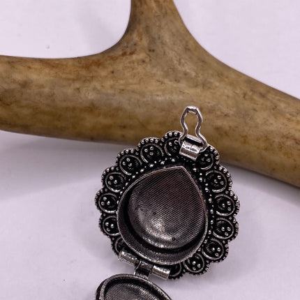 Vintage Silver Bronze Poison Ring | Black Onyx Unique Gift Statement Ring