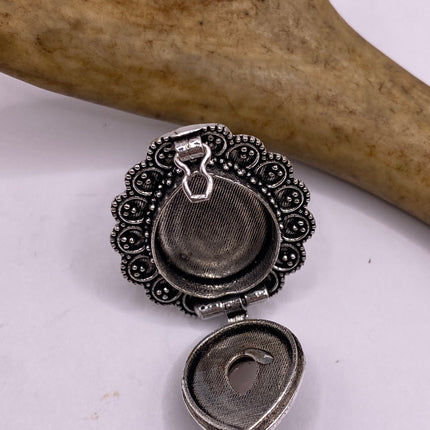 Vintage Silver Bronze Poison Ring | Rose Quartz | Unique Gift Statement Ring