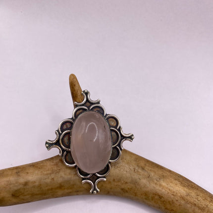 Vintage Silver Bronze Boho Ring | Rose Quartz | Unique Gift Statement Ring
