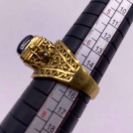 Vintage Gold Bronze Poison Ring | Black Onyx Unique Gift Statement Ring