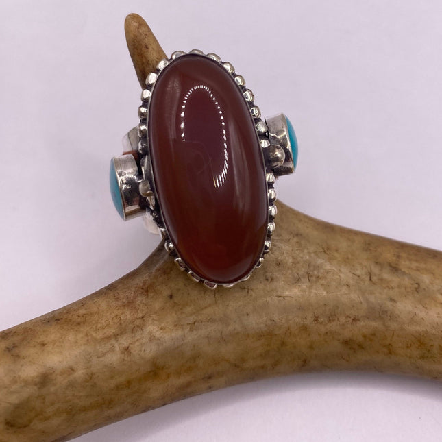 Vintage Gold Bronze Poison Ring | Red Carnelian | Unique Gift Statement Ring