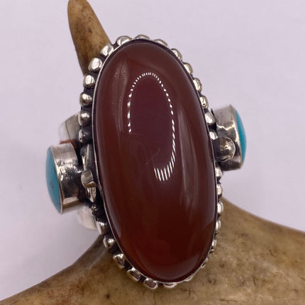 Vintage Gold Bronze Poison Ring | Red Carnelian | Unique Gift Statement Ring