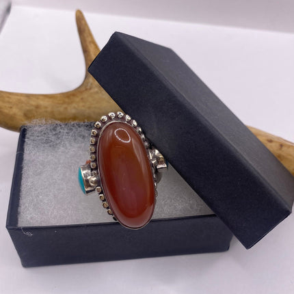 Vintage Gold Bronze Poison Ring | Red Carnelian | Unique Gift Statement Ring