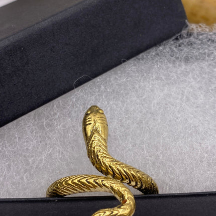Vintage Gold Snake Ring | Gold Bronze Band | Unique Gift or Statement Serpent Ring