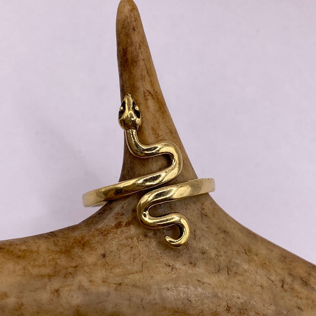 Vintage Gold Snake Ring | Gold Bronze Band | Unique Gift or Statement Serpent Ring