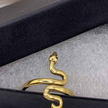 Vintage Gold Snake Ring | Gold Bronze Band | Unique Gift or Statement Serpent Ring