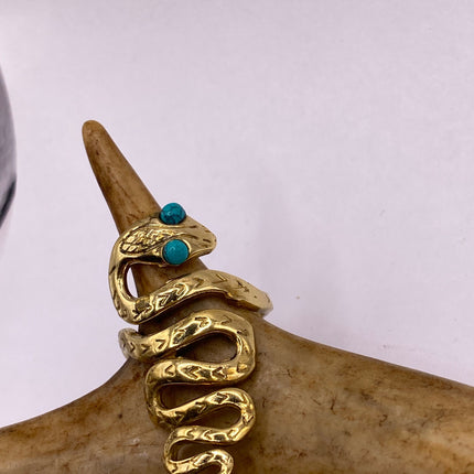 Vintage Gold Snake Ring | Gold Bronze Band | Unique Gift or Statement Serpent Ring