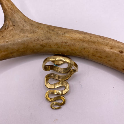 Vintage Gold Snake Ring | Gold Bronze Band | Unique Gift or Statement Serpent Ring