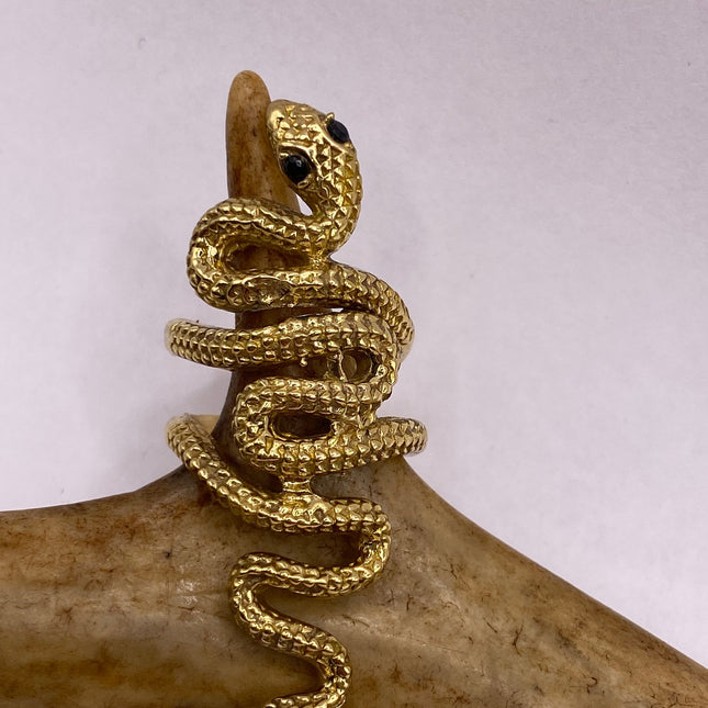 Vintage Gold Snake Ring | Gold Bronze Band | Unique Gift or Statement Serpent Ring