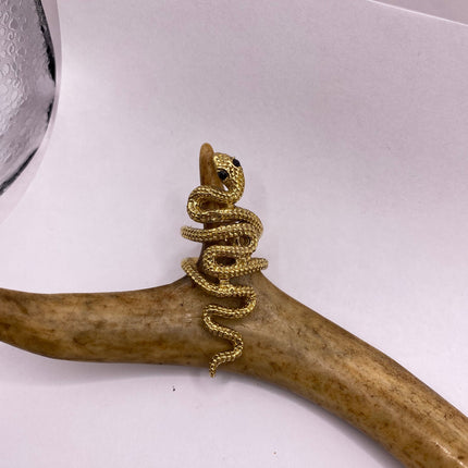 Vintage Gold Snake Ring | Gold Bronze Band | Unique Gift or Statement Serpent Ring