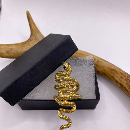 Vintage Gold Snake Ring | Gold Bronze Band | Unique Gift or Statement Serpent Ring