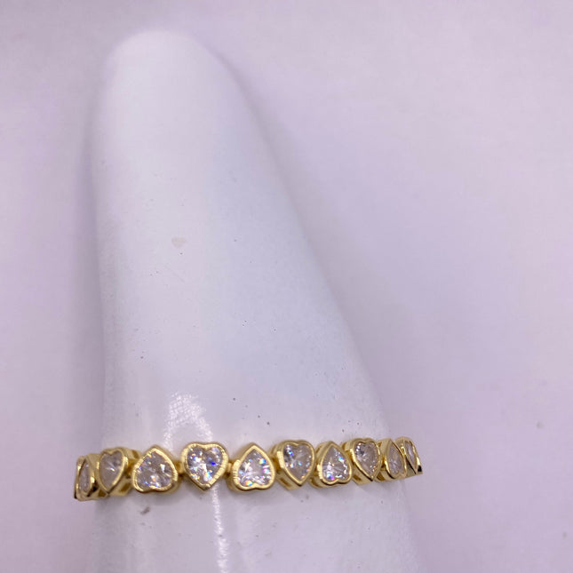 Heart Tennis Bracelet - Vintage Gold & Sterling Silver Cubic Zirconia Jewelry-Bracelets-TomWayne Jewelers