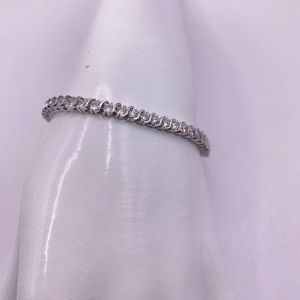 VintageSilver Tennis Bracelet | CZ Crystal Diamond Gemstone Golden 925 Sterling Silver Bracelet | Elegant Everyday Wedding or Prom