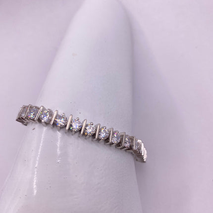 Vintage Silver Tennis Bracelet | CZ Crystal Diamond Gemstone Golden 925 Sterling Silver Bracelet | Elegant Everyday Wedding or Prom