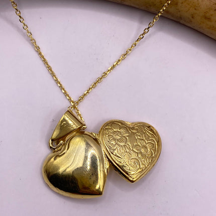 Vintage Gold Locket | Tiny Gold Heart Photo Memory Charm Pendant | 925 Sterling Silver Delicate Chain | Small Photo Mini Memory Necklace