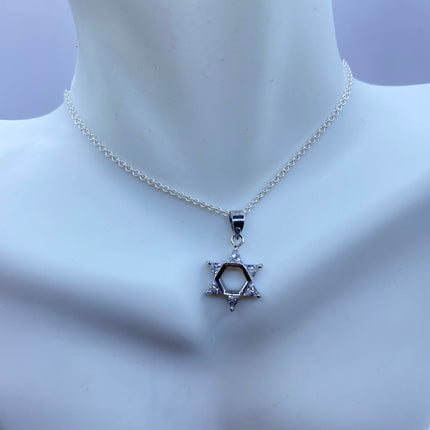 Vintage Silver Star of David Pendant Necklace | 925 Sterling Silver Jewish Star Statement Charm Necklace