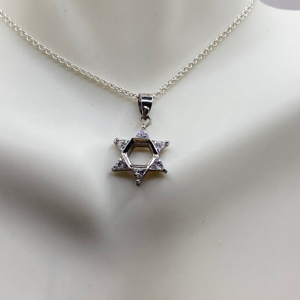 Vintage Silver Star of David Pendant Necklace | 925 Sterling Silver Jewish Star Statement Charm Necklace