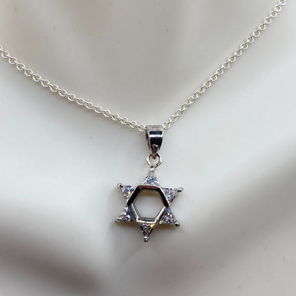 Vintage Silver Star of David Pendant Necklace | 925 Sterling Silver Jewish Star Statement Charm Necklace