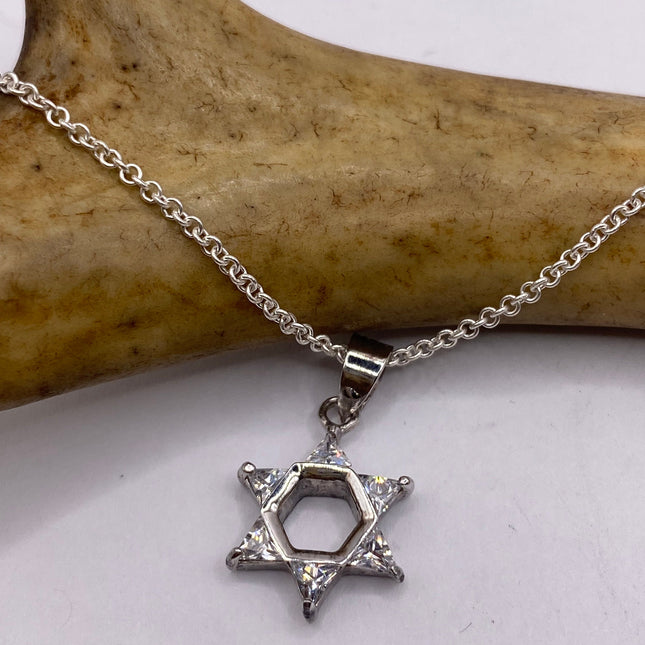 Vintage Silver Star of David Pendant Necklace | 925 Sterling Silver Jewish Star Statement Charm Necklace