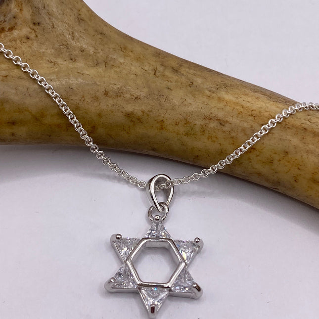 Vintage Silver Star of David Pendant Necklace | 925 Sterling Silver Jewish Star Statement Charm Necklace