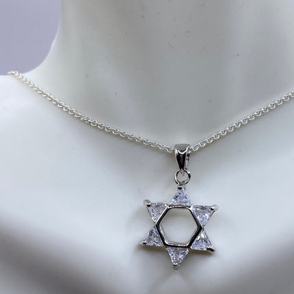 Vintage Silver Star of David Pendant Necklace | 925 Sterling Silver Jewish Star Statement Charm Necklace