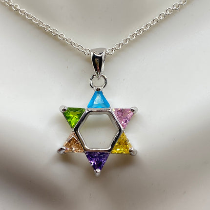 Vintage Silver Star of David Pendant Necklace | 925 Sterling Silver Jewish Star Statement Charm Necklace