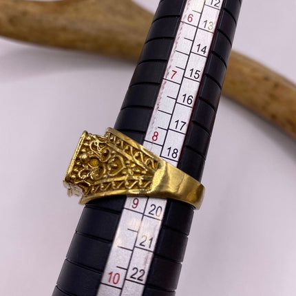 Vintage Gold Bronze Poison Ring | Turquoise Howlite Unique Gift Statement Ring