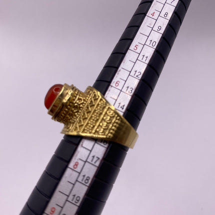 Vintage Gold Bronze Poison Ring | Red Carnelian | Unique Gift Statement Ring