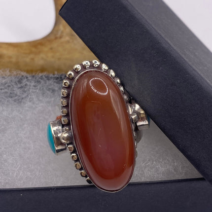 Vintage Gold Bronze Poison Ring | Red Carnelian | Unique Gift Statement Ring