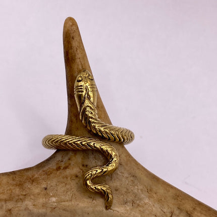 Vintage Gold Snake Ring | Gold Bronze Band | Unique Gift or Statement Serpent Ring