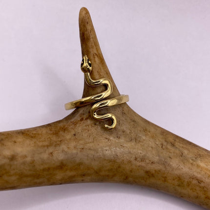 Vintage Gold Snake Ring | Gold Bronze Band | Unique Gift or Statement Serpent Ring