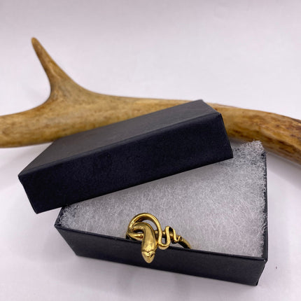 Vintage Gold Snake Ring | Gold Bronze Band | Unique Gift or Statement Serpent Ring