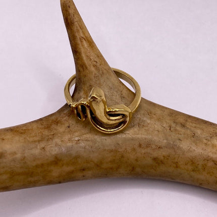 Vintage Gold Snake Ring | Gold Bronze Band | Unique Gift or Statement Serpent Ring