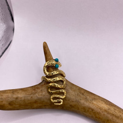 Vintage Gold Snake Ring | Gold Bronze Band | Unique Gift or Statement Serpent Ring