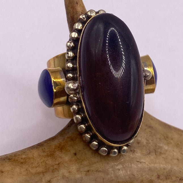Vintage Silver Bronze Poison Ring | Purple Amethyst | Unique Gift Statement Ring