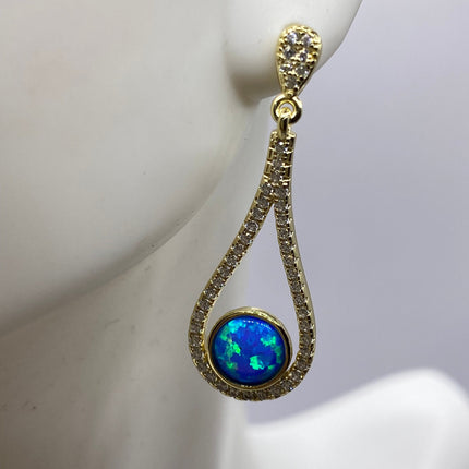 Vintage Earrings | Tiny White Fire Opal Gemstone Dainty Dangle Earrings - 925 Sterling Silver | Everyday or Special Occasion