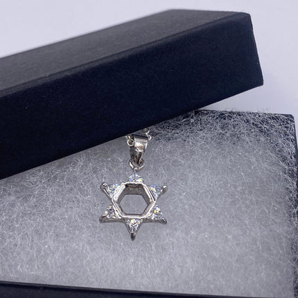 Vintage Silver Star of David Pendant Necklace | 925 Sterling Silver Jewish Star Statement Charm Necklace