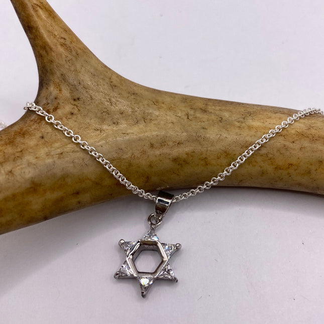 Vintage Silver Star of David Pendant Necklace | 925 Sterling Silver Jewish Star Statement Charm Necklace