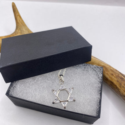 Vintage Silver Star of David Pendant Necklace | 925 Sterling Silver Jewish Star Statement Charm Necklace