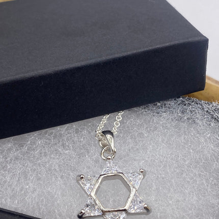 Vintage Silver Star of David Pendant Necklace | 925 Sterling Silver Jewish Star Statement Charm Necklace