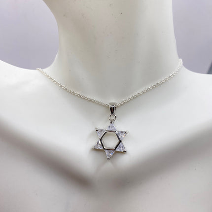 Vintage Silver Star of David Pendant Necklace | 925 Sterling Silver Jewish Star Statement Charm Necklace