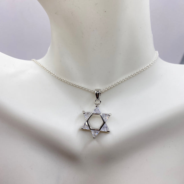 Vintage Silver Star of David Pendant Necklace | 925 Sterling Silver Jewish Star Statement Charm Necklace