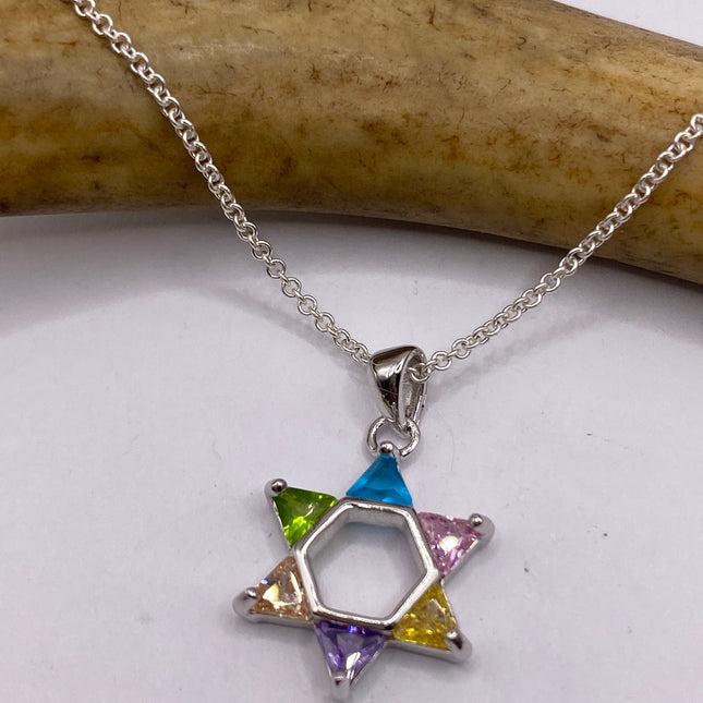 Vintage Silver Star of David Pendant Necklace | 925 Sterling Silver Jewish Star Statement Charm Necklace