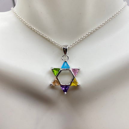 Vintage Silver Star of David Pendant Necklace | 925 Sterling Silver Jewish Star Statement Charm Necklace