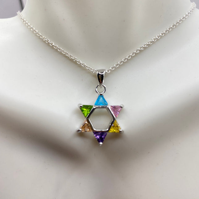 Vintage Silver Star of David Pendant Necklace | 925 Sterling Silver Jewish Star Statement Charm Necklace