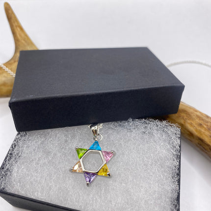 Vintage Silver Star of David Pendant Necklace | 925 Sterling Silver Jewish Star Statement Charm Necklace