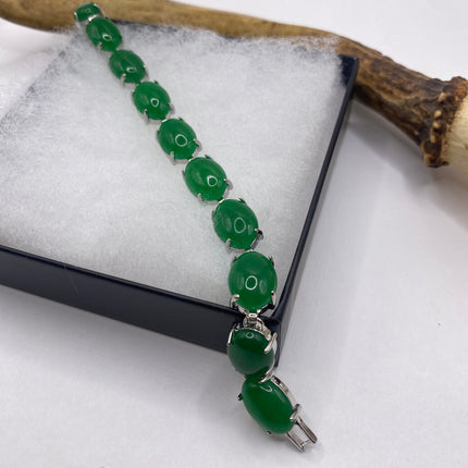 Vintage Green Aventurine Jade Lucky Bracelet - Silver Bronze